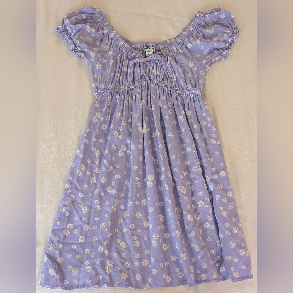 RSQ Lavender Daisy Ruffle-Shoulder Teen women's Mini Dress